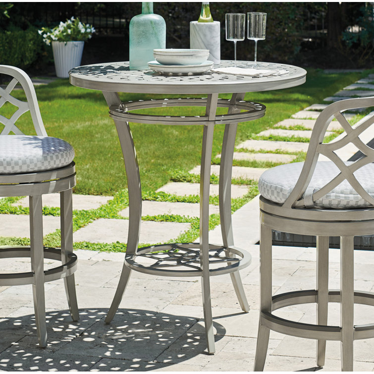 Gray Aluminum Round High/Low Bistro Bar Table