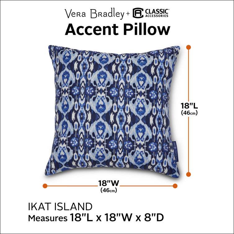 Dark Blue Ikat Outdoor Square Throw Pillow Set