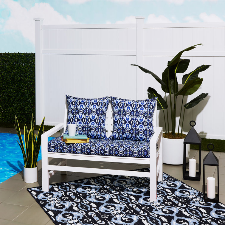 Dark Blue Ikat Outdoor Square Throw Pillow Set