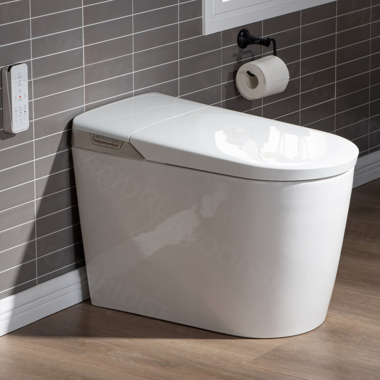 White Elongated One-Piece Smart Bidet Toilet with Dual Flush