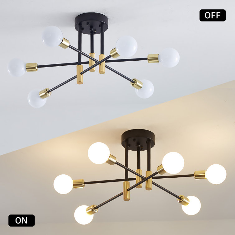 Black and Gold 6-Light Sputnik Chandelier