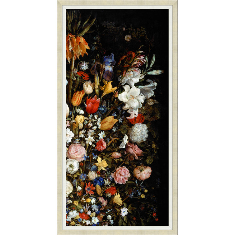 Silver Framed Vibrant Floral Print with Tempered Glass