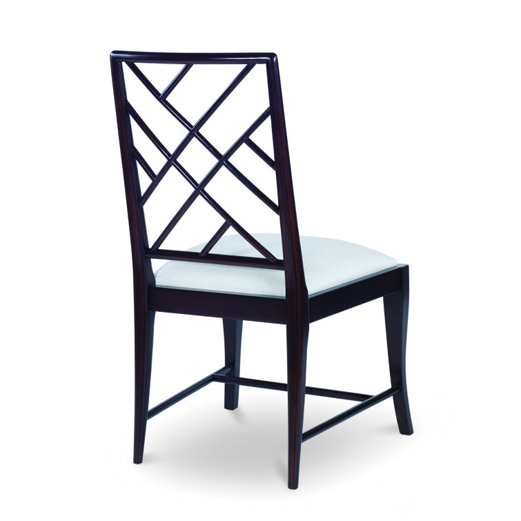 City Dark Black Wood Cross Back Upholstered Side Chair