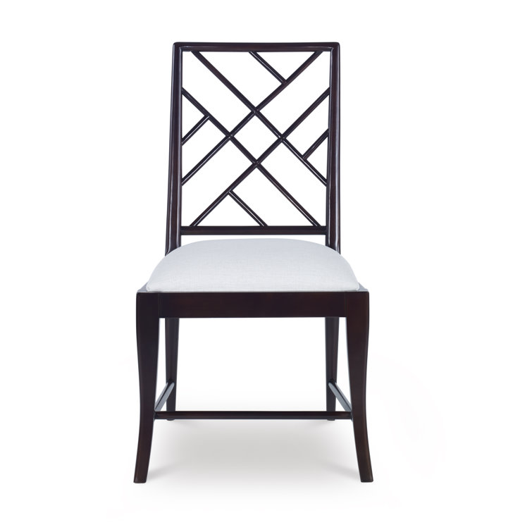 City Dark Black Wood Cross Back Upholstered Side Chair