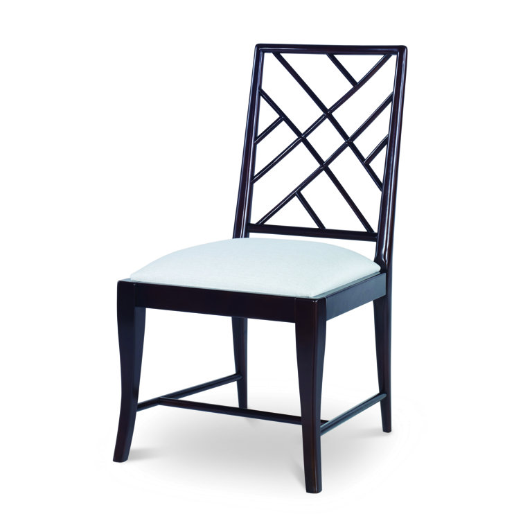 City Dark Black Wood Cross Back Upholstered Side Chair
