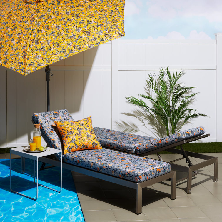 Gold and Blue Water-Resistant Outdoor Square Pillow Set