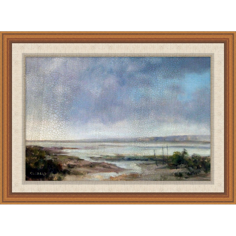 Gold Framed Coastal Watercolor Painting Print