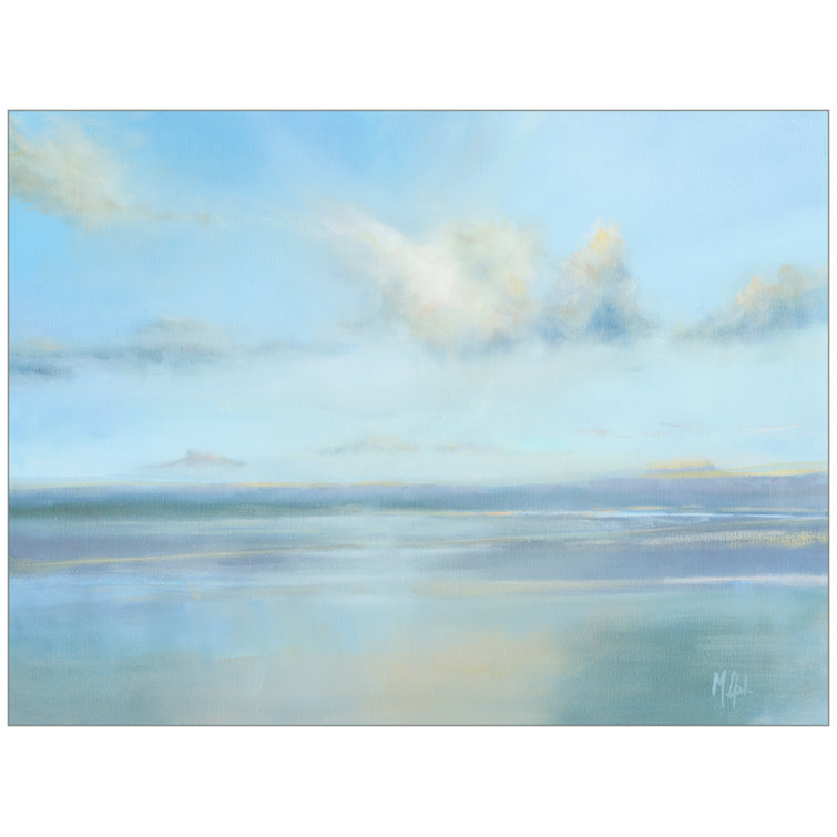 Calm Coast Tropical Blue Ocean Horizon Canvas Print with Wood Frame