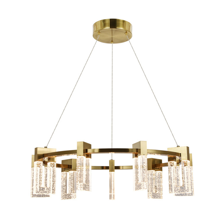 Sorrento Antique Brass 27" Integrated LED Circular Chandelier with Crystal Accents