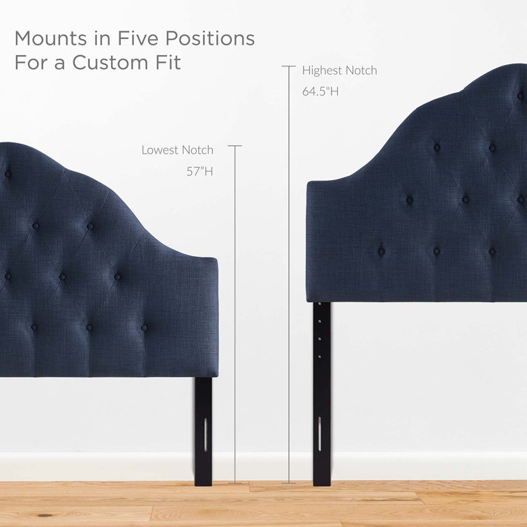 Gray Tufted Upholstered King Fabric Headboard