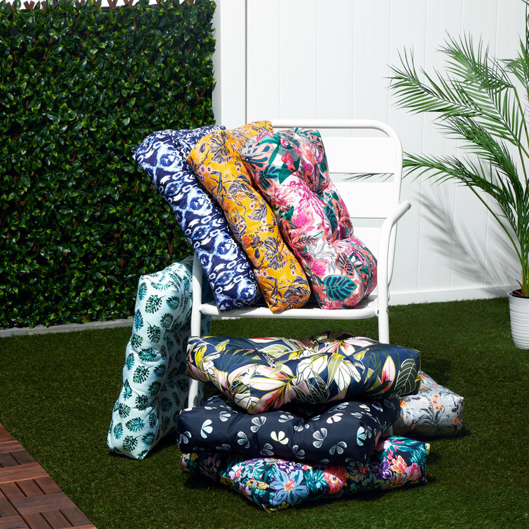 Rain Forest Toile Gold Water-Resistant 19" Patio Chair Cushions, 2 Pack