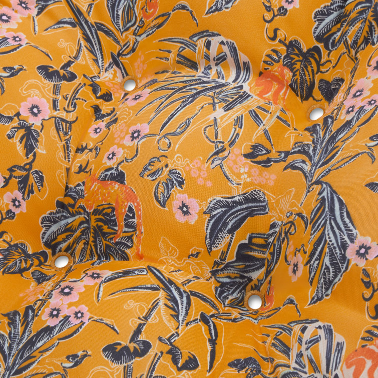 Rain Forest Toile Gold Water-Resistant 19" Patio Chair Cushions, 2 Pack