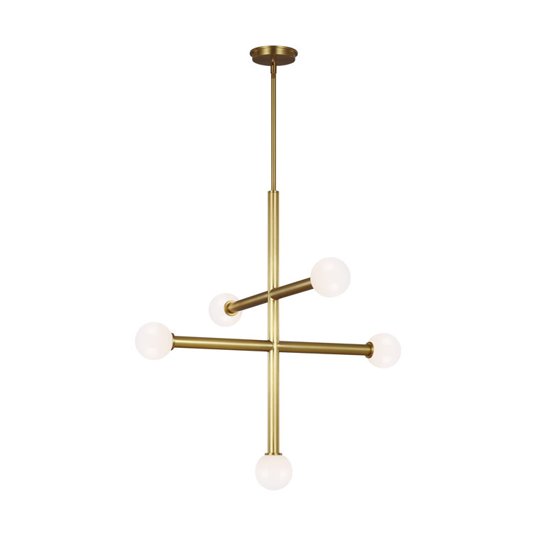 Curvilinear Forms Burnished Brass Modern Chandelier by Kelly Wearstler