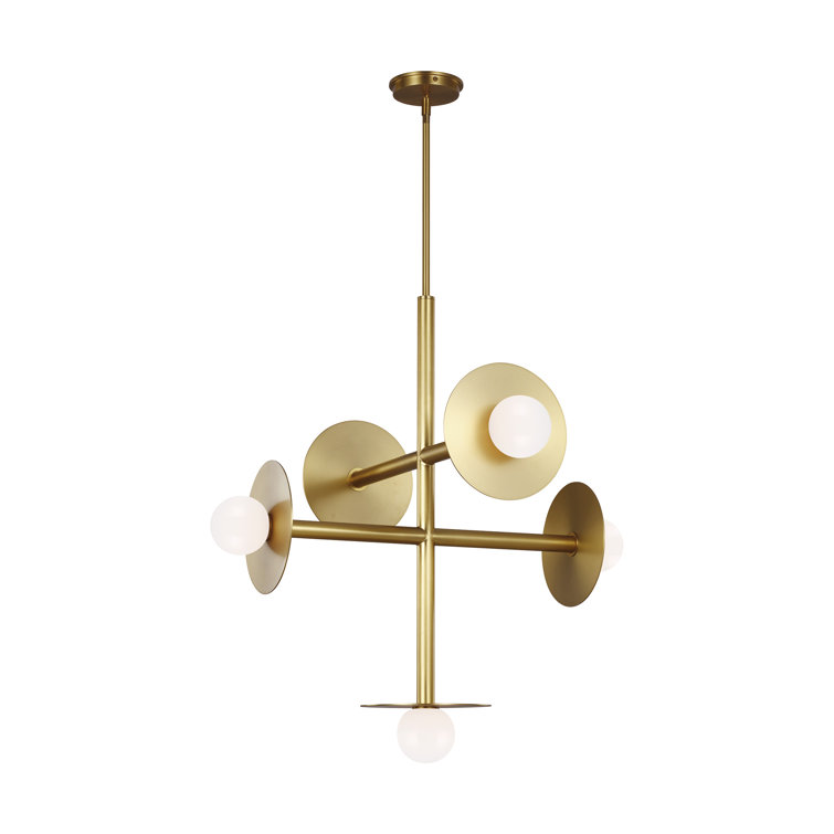 Curvilinear Forms Burnished Brass Modern Chandelier by Kelly Wearstler