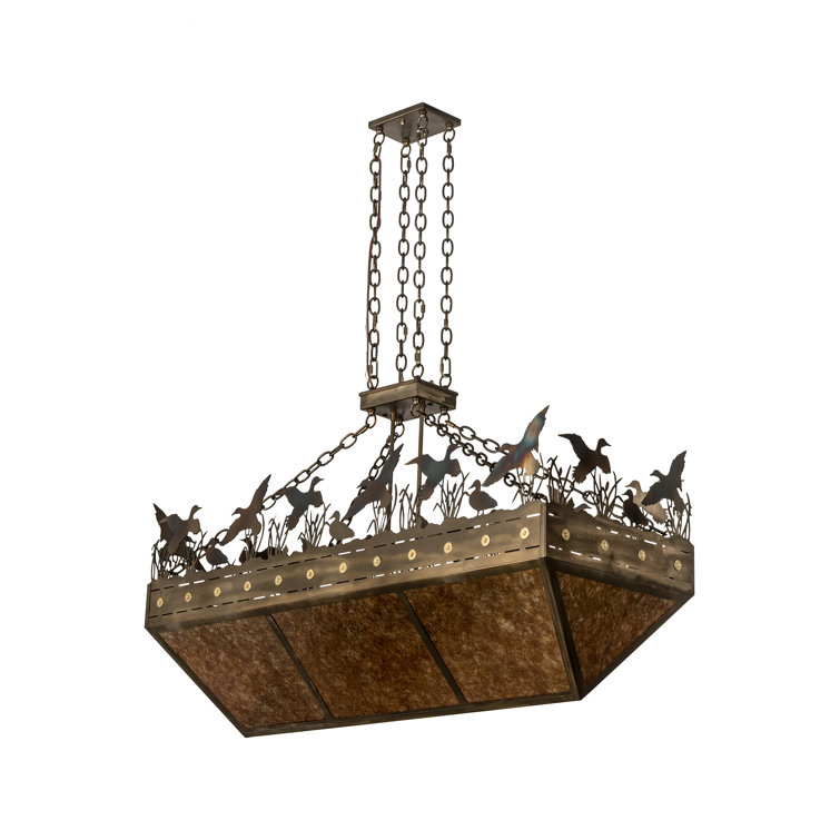 Amber Mica and Antique Copper 12-Light Island Pendant