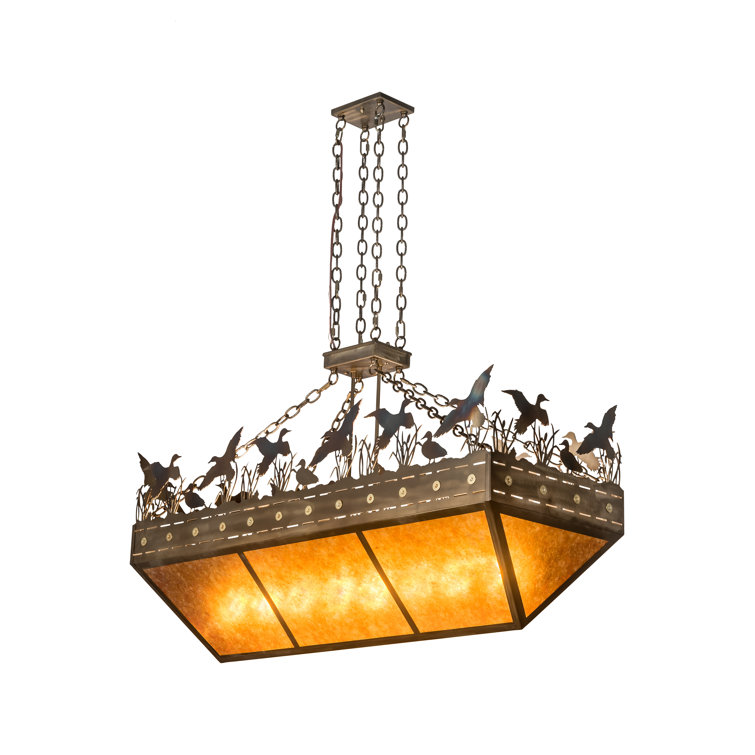 Amber Mica and Antique Copper 12-Light Island Pendant