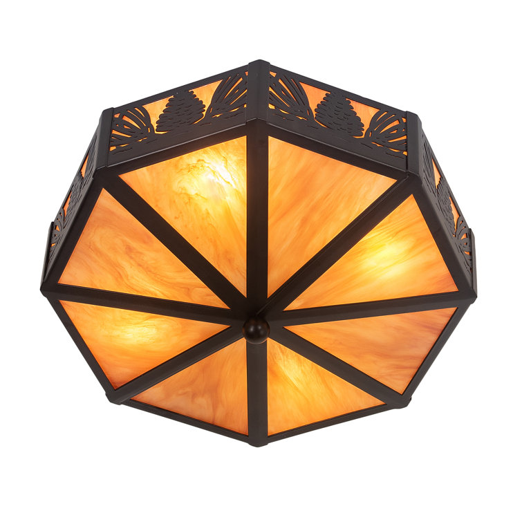Solar Black Pinecone 16" LED Flush Mount with Ambra Siena Idalight