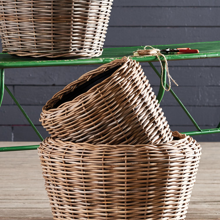 Natural Rattan Woven Planter with Plastic Pot 17.75"