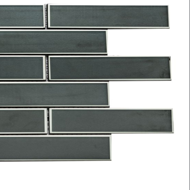Athena Black 12'' x 12'' Glass Brick Joint Mosaic Tile