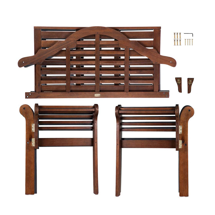 Eco-Friendly Lutyens Eucalyptus Wood Garden Bench in Natural Finish