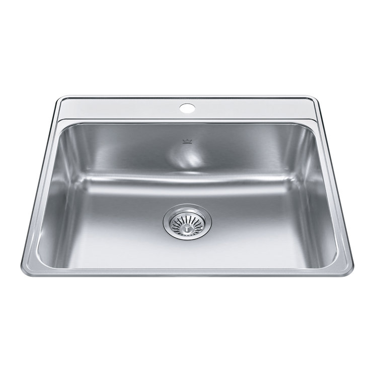 25" x 22" Stainless Steel Drop-In Single Bowl Kitchen Sink