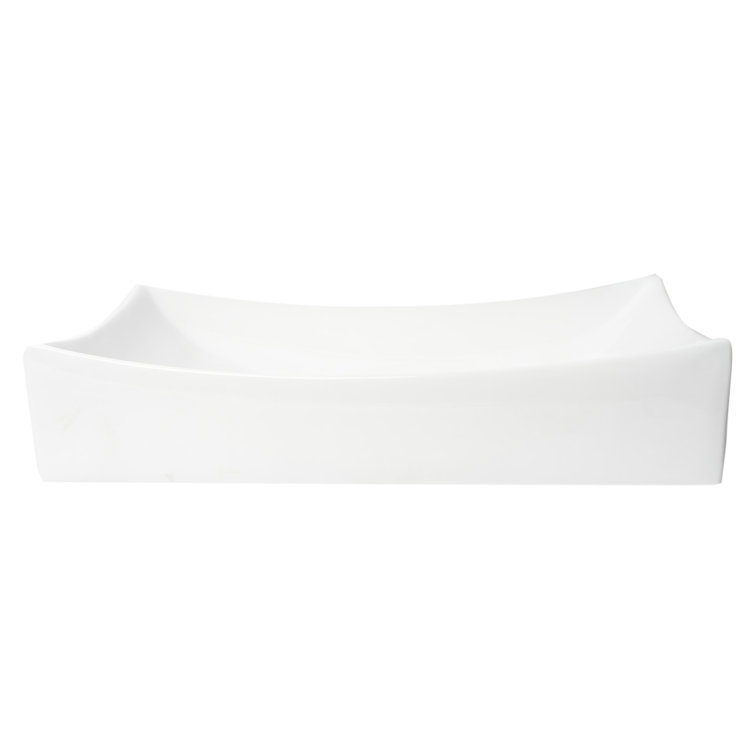White Ceramic Rectangular Vessel Bathroom Sink