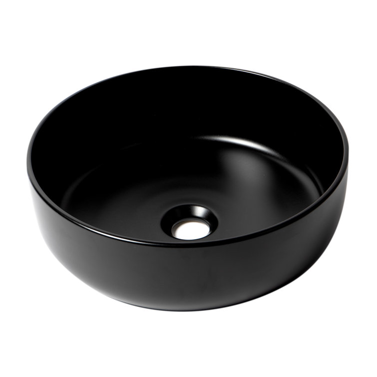 Black Matte Round Ceramic Above Mount Bathroom Sink
