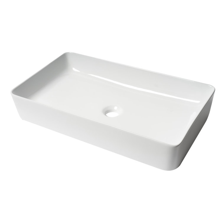 White 24" Rectangular Ceramic Above Mount Bathroom Sink