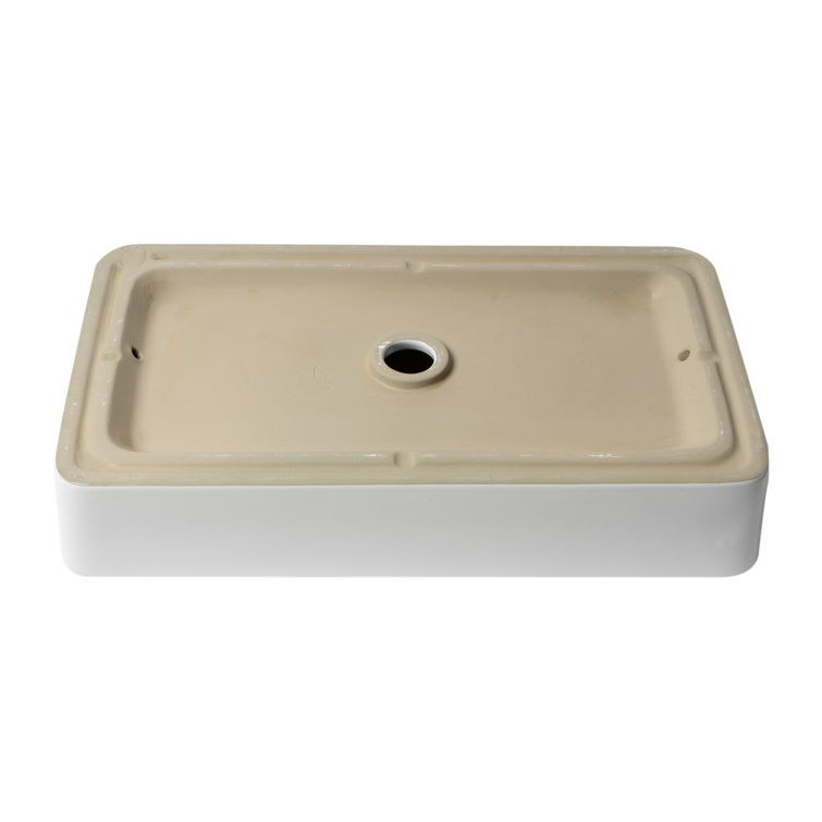 White 24" Rectangular Ceramic Above Mount Bathroom Sink