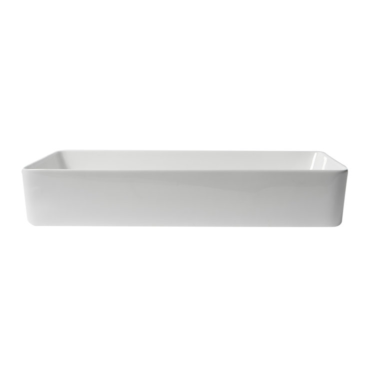 White 24" Rectangular Ceramic Above Mount Bathroom Sink