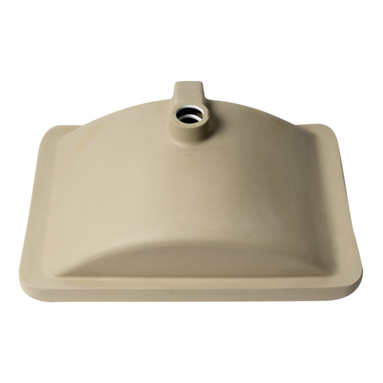 White and Beige Rectangular Ceramic Undermount Bathroom Sink