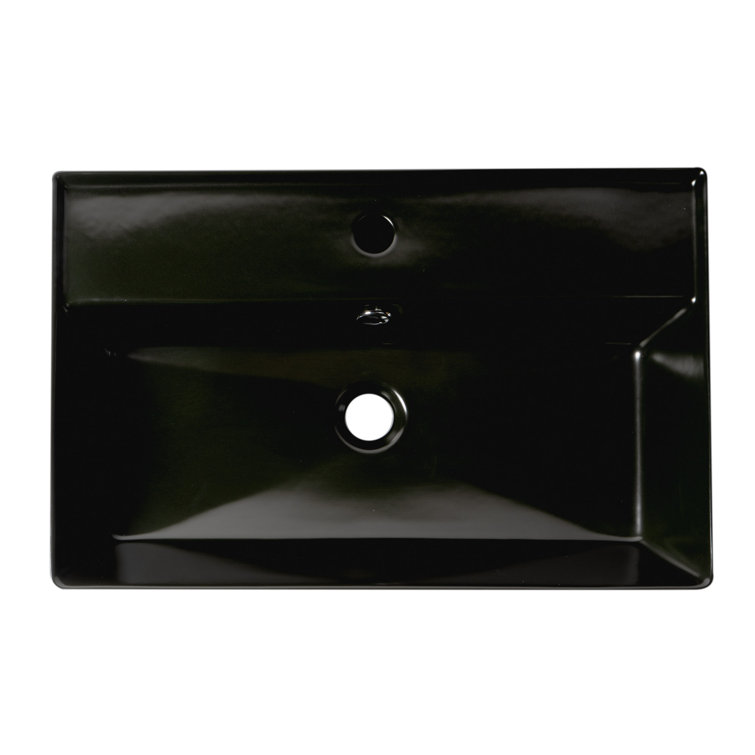 Black Matte Rectangular Ceramic Vessel Bathroom Sink