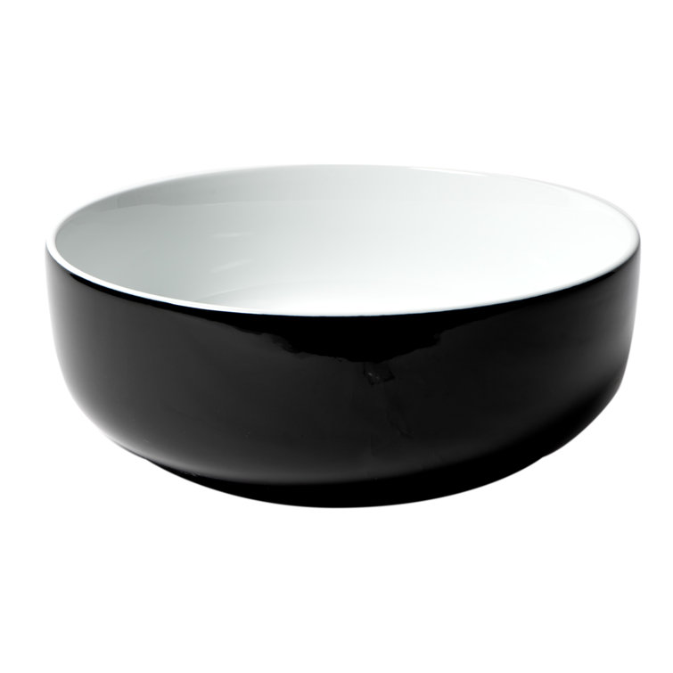 Black and White Ceramic Round Vessel Sink