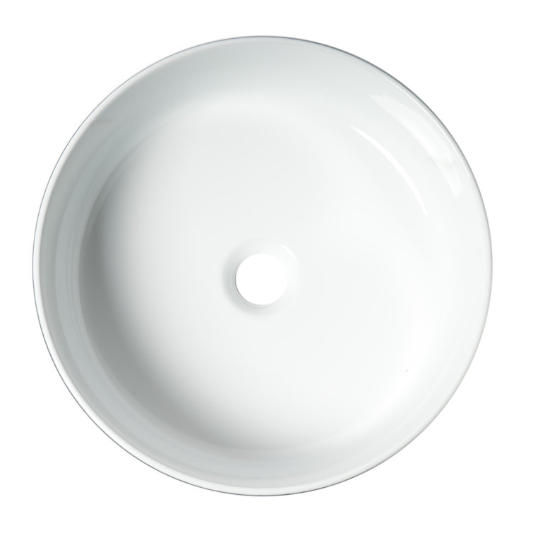 Black and White Ceramic Round Vessel Sink