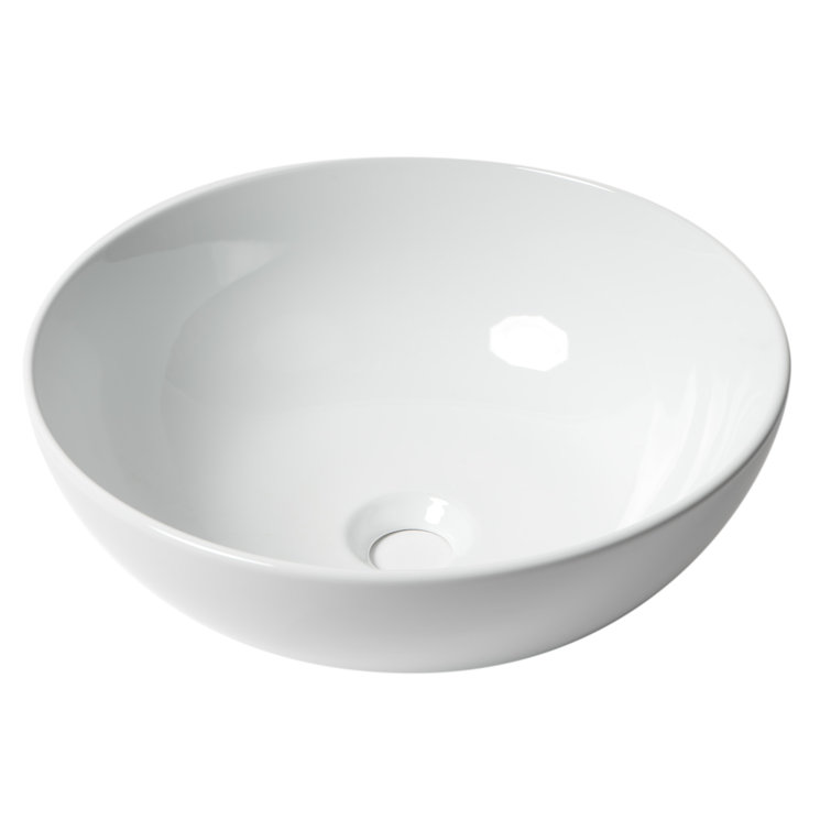 White Ceramic 15'' Round Vessel Bathroom Sink