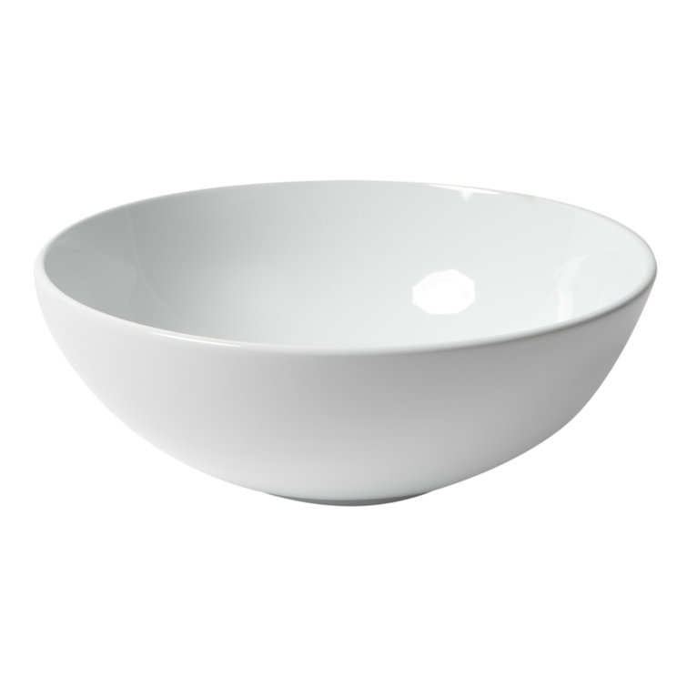 White Ceramic 15'' Round Vessel Bathroom Sink
