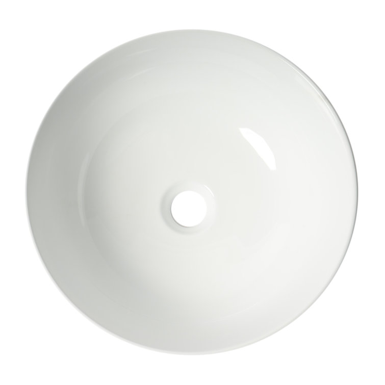 White Ceramic 15'' Round Vessel Bathroom Sink