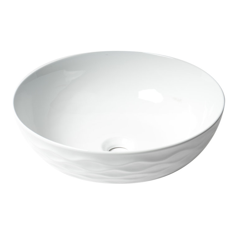 White Ceramic Round Vessel Bathroom Sink