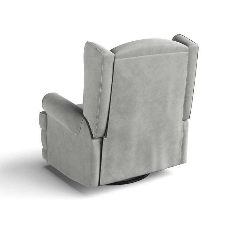 Serenity Wingback Steel Gray Swivel Recliner with USB Port