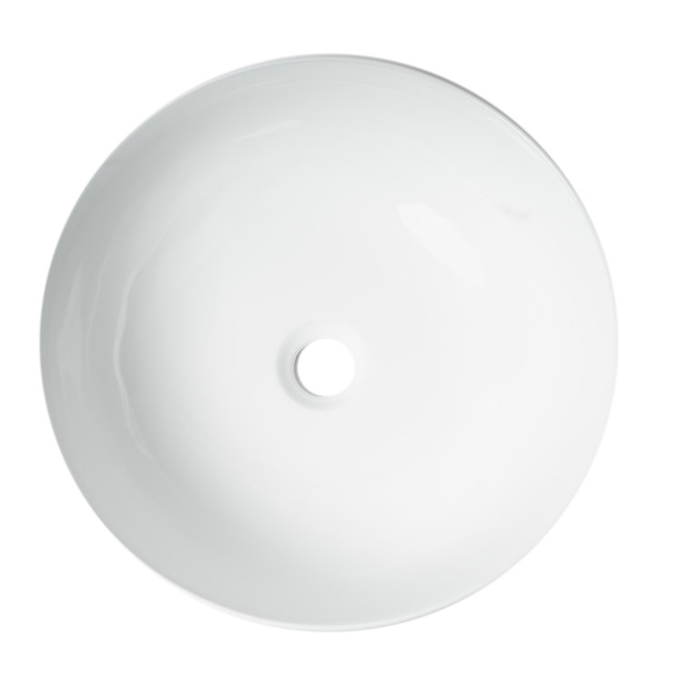 White Ceramic Round Vessel Bathroom Sink