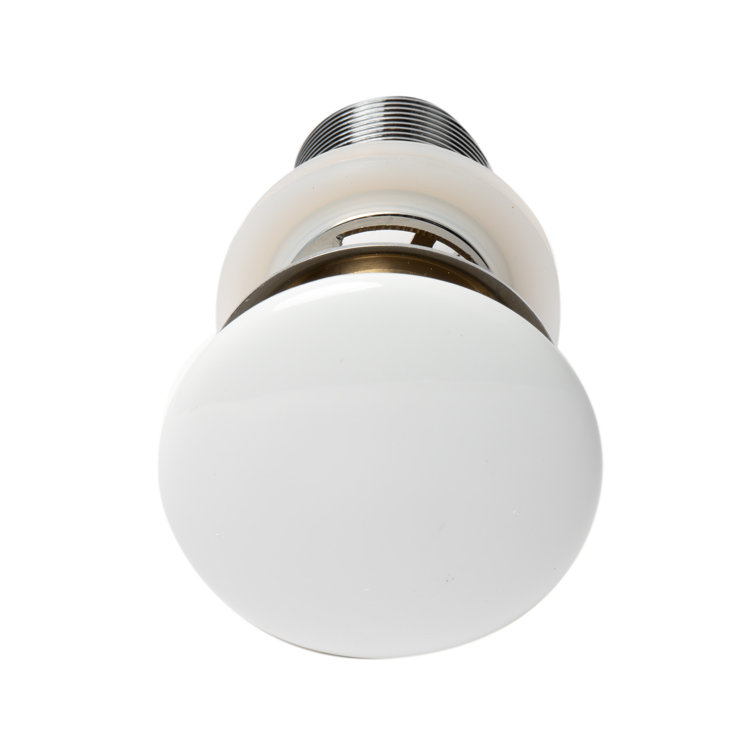 White Ceramic and Brass Mushroom Pop-Up Drain for Sinks