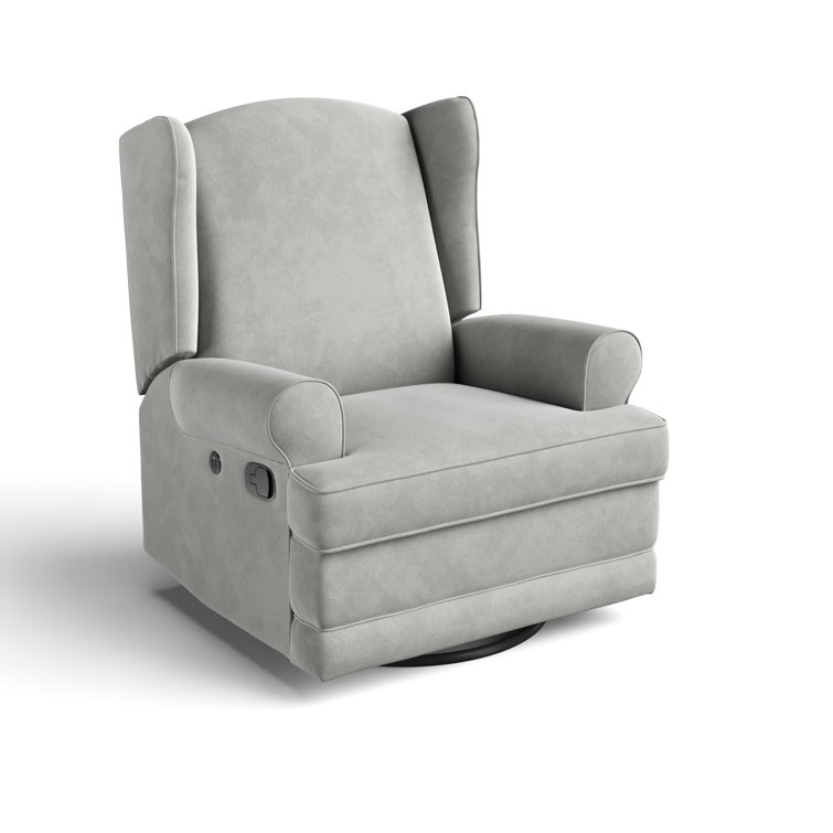 Serenity Wingback Steel Gray Swivel Recliner with USB Port