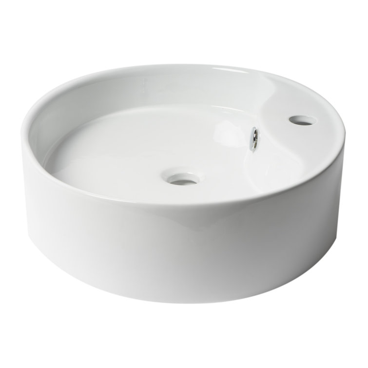 22" White Ceramic Oval Vessel Bathroom Sink