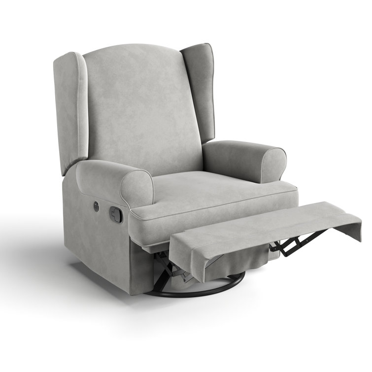 Serenity Wingback Steel Gray Swivel Recliner with USB Port