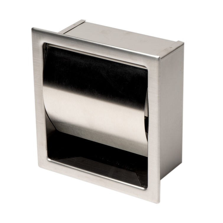 Brushed Stainless Steel Recessed Toilet Paper Holder with Cover