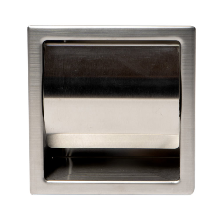 Brushed Stainless Steel Recessed Toilet Paper Holder with Cover