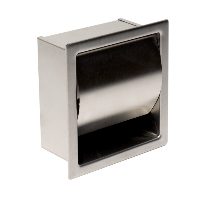 Brushed Stainless Steel Recessed Toilet Paper Holder with Cover