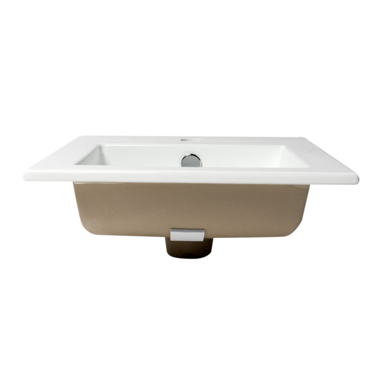 White Ceramic Square Drop-In Bathroom Sink with Overflow