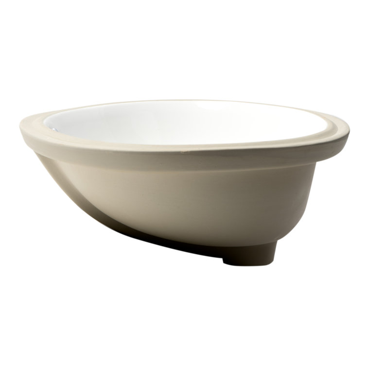 White Glossy Ceramic Oval Undermount Bathroom Sink