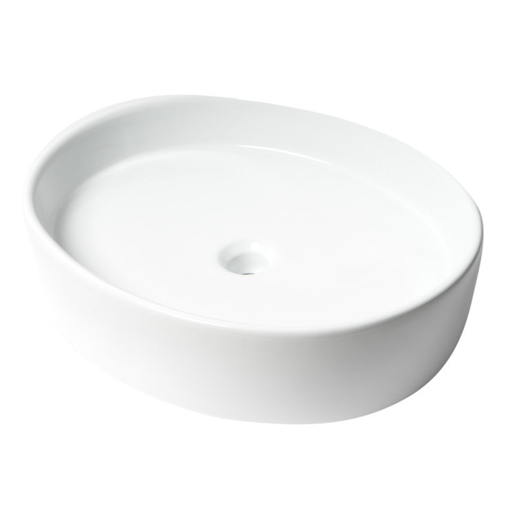White Ceramic Oval Above Mount Bathroom Sink